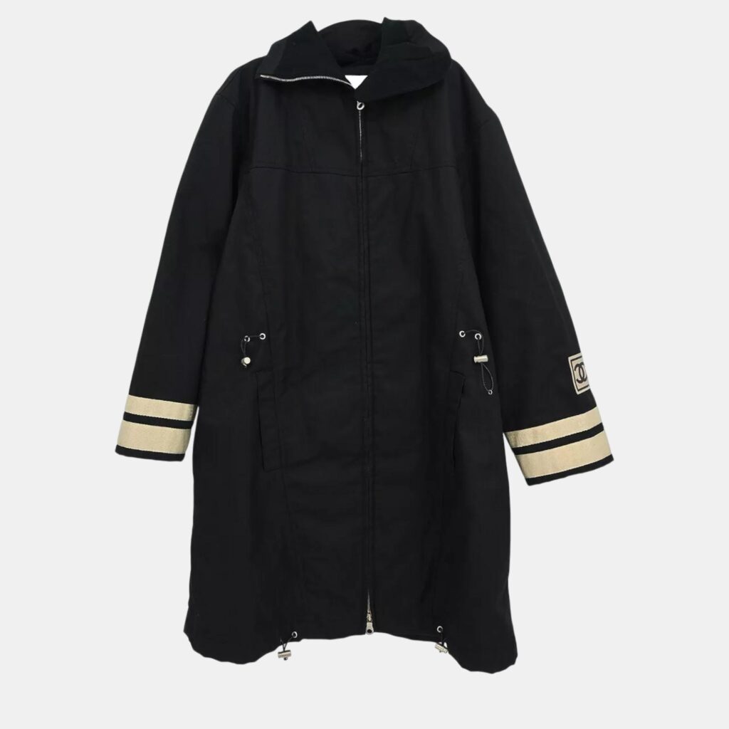 luxury-women-chanel-used-clothes-p1127524-002 Chanel Black Sport Line Zip Up Coat Woman Size 42