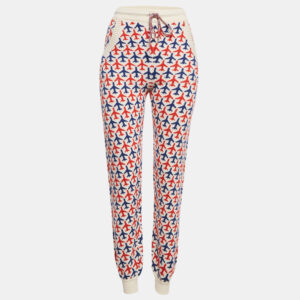 Chanel White Airlines Jacquard Cashmere Knit Joggers S