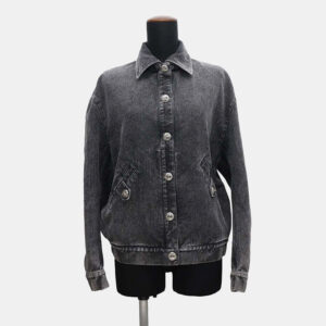 Chanel Coco Button Denim Jacket Size 36 Black Cotton 70% Viscose 18% Polyester 12%