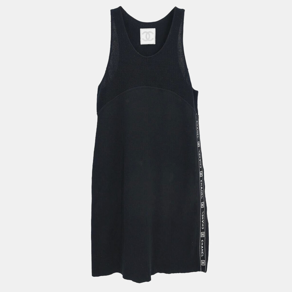 Chanel Black Cotton Sport Line Sleeveless Dress Women Size 38
