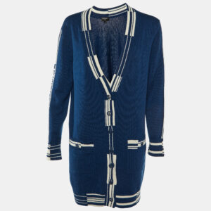 Chanel Blue Cashmere Knit Long Cardigan M