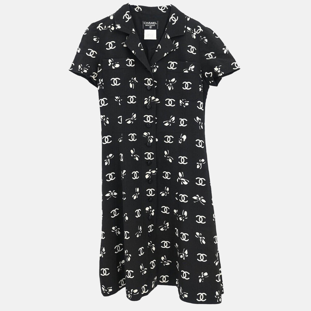 Chanel Black Silk and Acetate Short Sleeve Dress Women Size 38