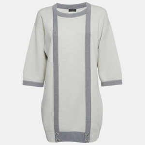 Chanel Grey Cashmere Contrast Trimmed Sweater Dress M