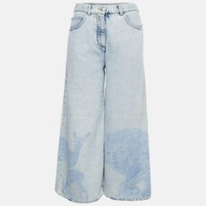chanel light blue animal print denim flared jeans m waist 28"