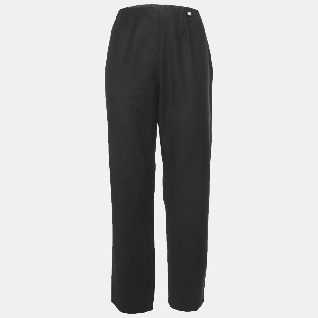 luxury-women-chanel-used-clothes-p1144196-005 Chanel Black Wool Straight Leg Trousers L