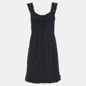 Chanel Dark Blue Tweed Sleeveless Dress FR Women 40