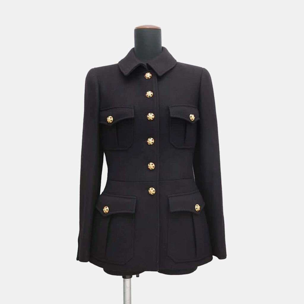 luxury-women-chanel-used-clothes-p1150499-003 Chanel Black Wool Gripoa Button Jacket 38