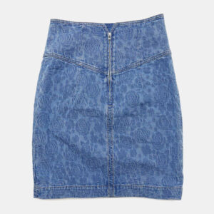 Chanel Cc Logo Camellia Skirt Size 36 Blue Cotton100%