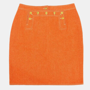 Chanel Orange Denim Skirt Women Size 44