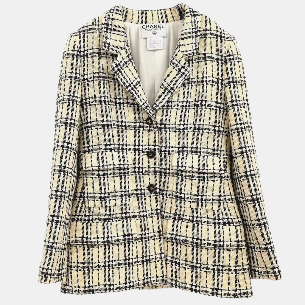 luxury-women-chanel-used-clothes-p1155588-011 Chanel Beige Single Breasted Jacket Size 40