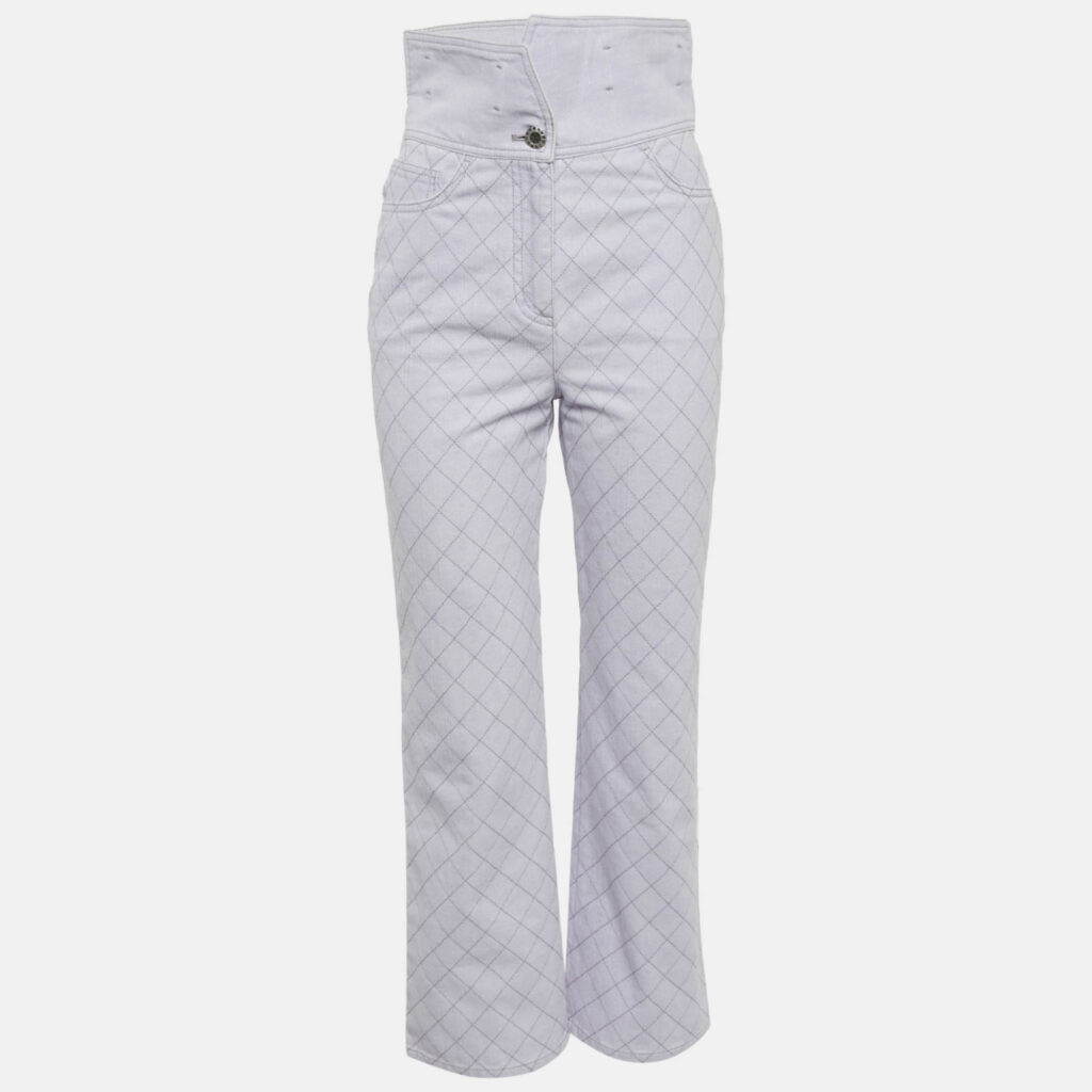 luxury-women-chanel-used-clothes-p1165885-001.jpg Chanel Light Purple Diamond Embroidered Jeans S Waist 28"