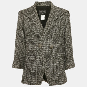 Chanel Black Metallic Tweed Jacket XL
