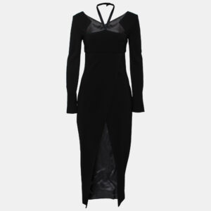 Chanel Black Stretch Knit Cut-Out Back Detail Midi Dress M