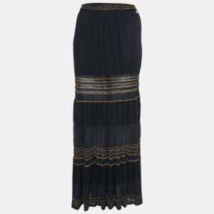 Chanel Black Lurex Knit Maxi Skirt M