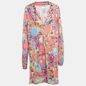 Chanel Multicolor Printed Jersey Full Sleeve Mini Dress L