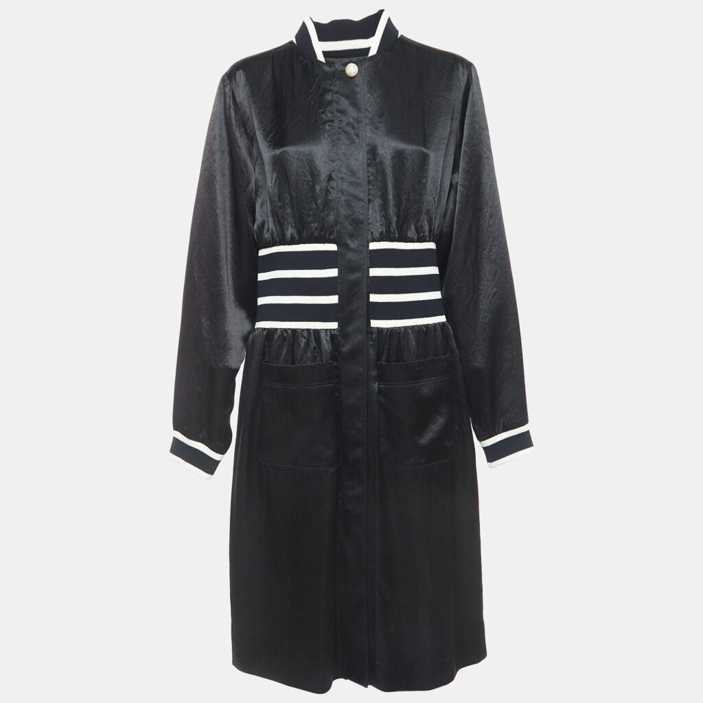 luxury-women-chanel-used-clothes-p919287-006 Chanel Black Crepe Zip Front Midi Dress M