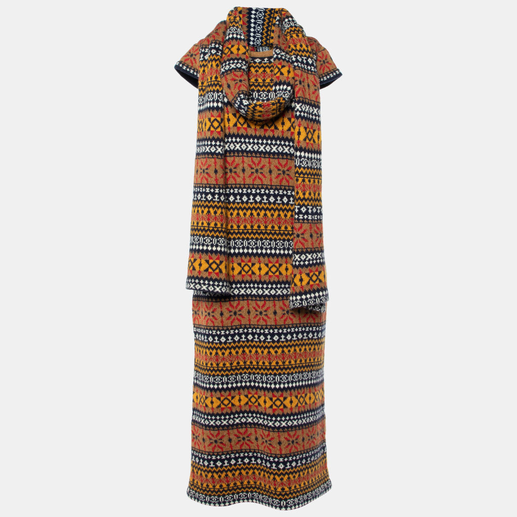 luxury-women-chanel-used-clothes-p927459-002 Chanel Brown Cashmere & Alpaca Knit Midi Dress & Scarf Set M