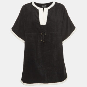 Chanel Black Terry Coco Beach Mini Cover-Up Dress S
