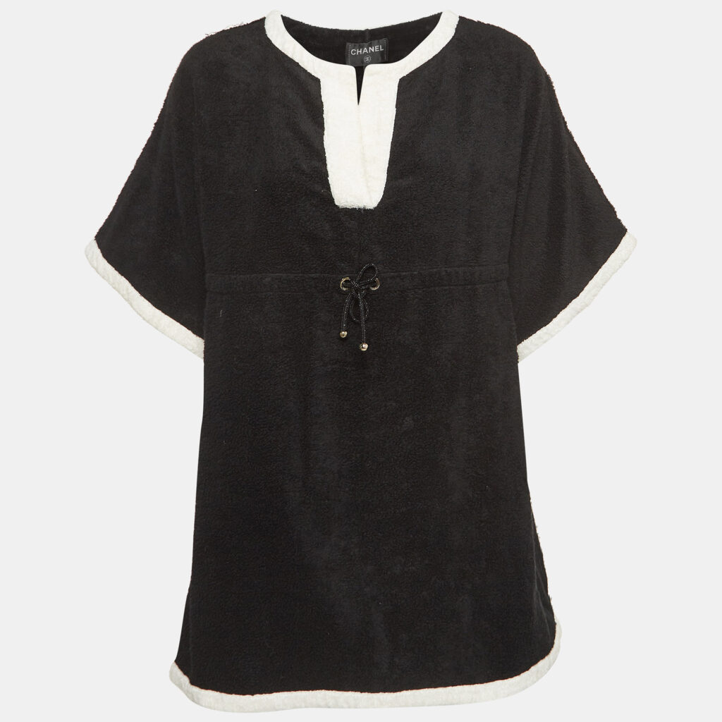 luxury-women-chanel-used-clothes-p998760-003 Chanel Black Terry Coco Beach Mini Cover-Up Dress S