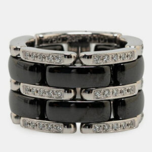 Chanel 18K White Gold Ceramic Ultra Ring #48