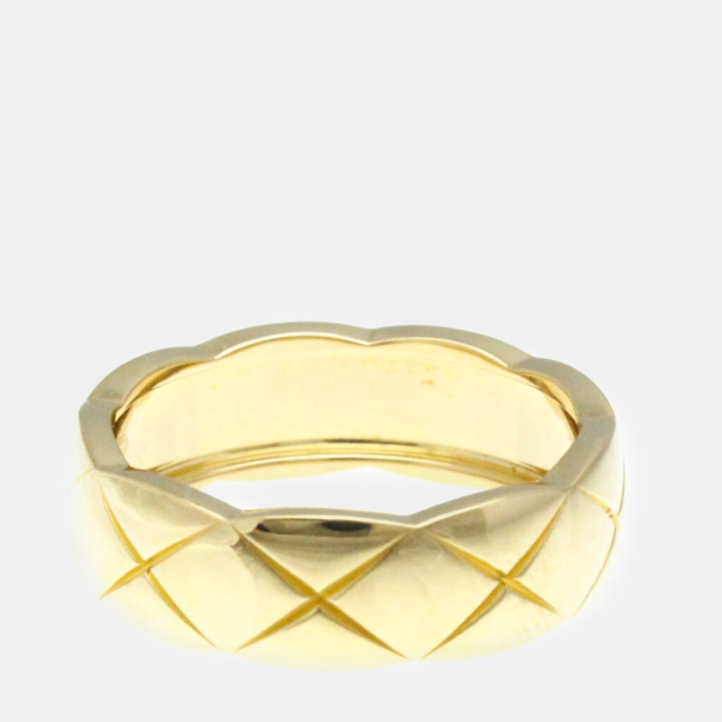 luxury-women-chanel-used-fine-jewelry-p1150314-002 Chanel 18K Yellow Gold Coco Crush Band Ring EU 58
