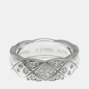 Chanel 18K White Gold Diamond Medium Coco Crush Ring 52