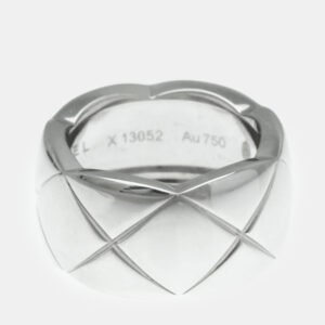 Chanel 18k White Gold Large Coco Crush Band Ring EU 51