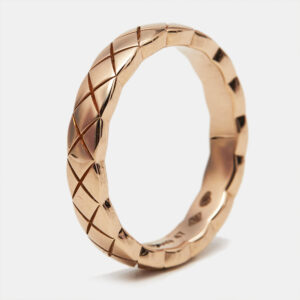 Chanel Coco Crush Quilted Motif 18k Rose Gold Mini Band Ring Size 47