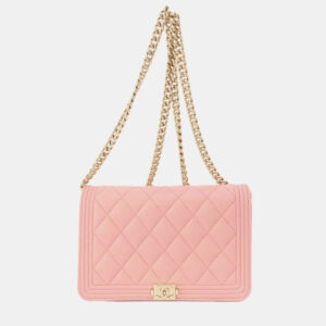 Chanel Pink Leather Boy Wallet on Chain