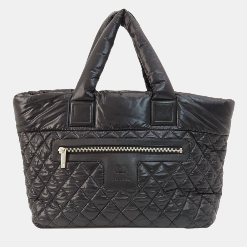 luxury-women-chanel-used-handbags-p1015210-006 Chanel Black Quilted Nylon Medium Coco Cocoon Reversible Tote Bag