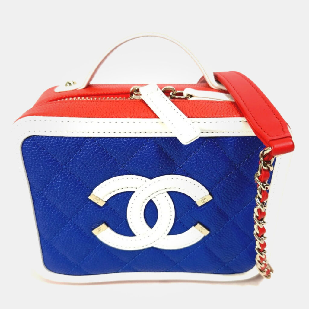 luxury-women-chanel-used-handbags-p1021672-023 Chanel Multicolor Leather CC Filigree Vanity Case Shoulder Bags