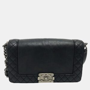 Chanel Black Leather Medium Reverso Boy Flap Bag
