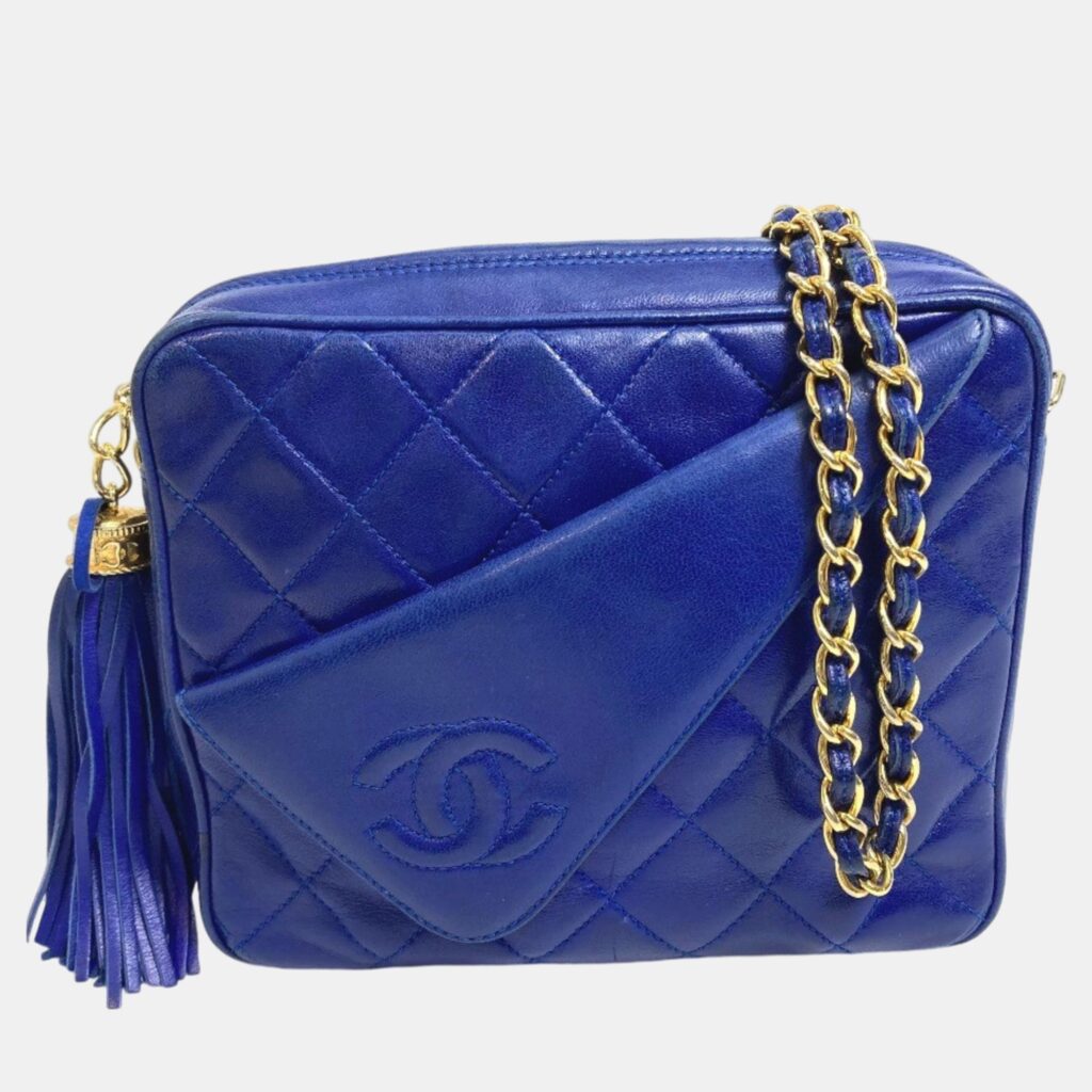 luxury-women-chanel-used-handbags-p1045001-001 Chanel blue CC Mark CC shawl Shoulder Bag