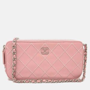 Chanel Pink CC Mark Chain Wallet Long Wallet