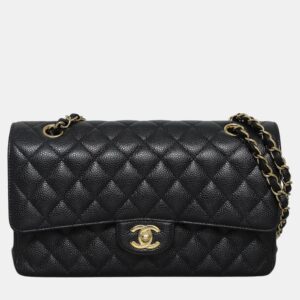 Chanel Black Caviar Leather Medium Classic Double Flap Bag