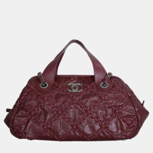 Chanel Burgundy Ultra Stitch Bowler Bag