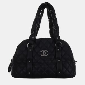 Chanel Black Quilted Leather Lady Braid Bowler Bag