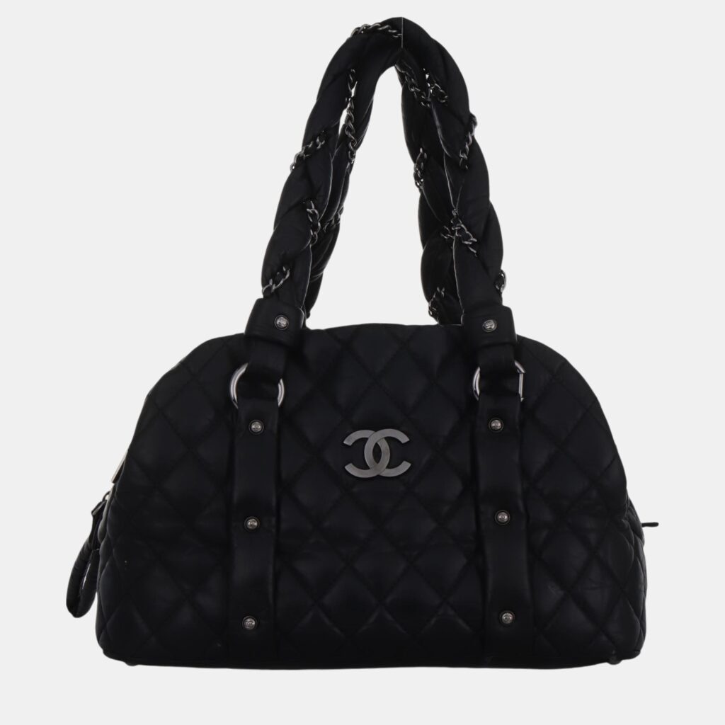luxury-women-chanel-used-handbags-p1055083-009 Chanel Black Quilted Leather Lady Braid Bowler Bag