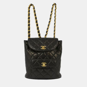 Chanel Black Lambskin Large Duma Backpack