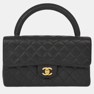 Chanel Black Calfskin Top Handle Handbag
