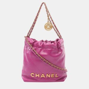 Chanel Pink Leather 22 Shoulder Bag