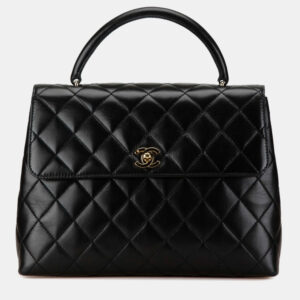 Chanel Black Lambskin Matelasse Coco Mark Flap Bag