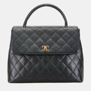 Chanel Black Caviar Skin Matelasse Coco Mark Handbag