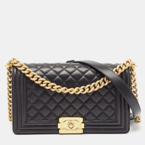 Chanel Black Quilted Leather Medium Boy Flap Bag