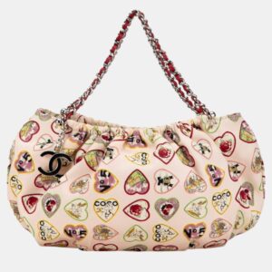 Chanel Pink Red Multicolor Canvas Valentine Day Coco Mark Chain Handbag