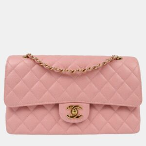 Chanel Pink Calfskin Medium Classic Double Flap Shoulder Bag