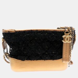 Chanel Tweed Black Seal Gabrielle Small Shoulder Bag