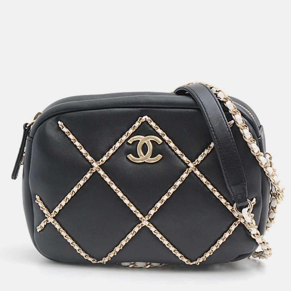 Chanel Black Leather Lambskin Chain Shoulder Bag