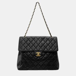 Chanel Black  Leather Vintage Diana Shoulder Bag