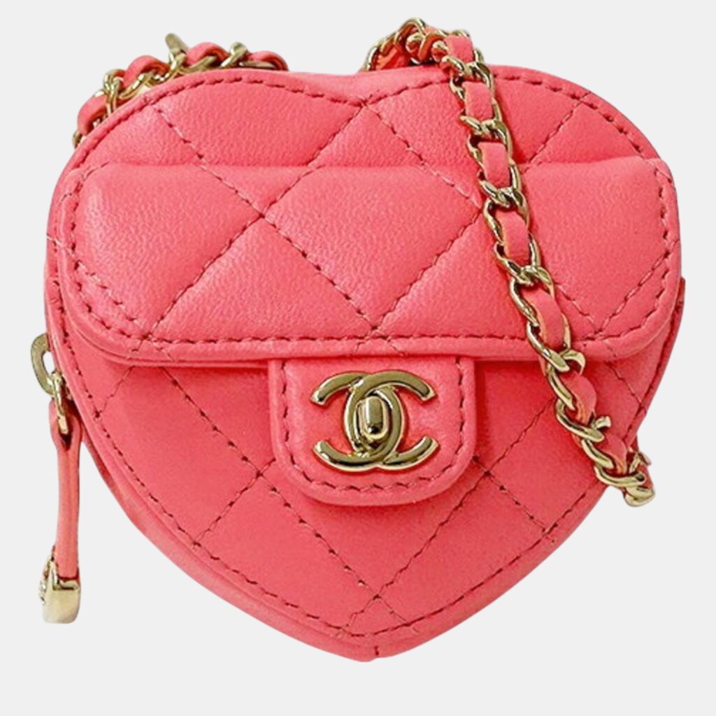 luxury-women-chanel-used-handbags-p1091427-001 Chanel Pink Quilted Leather CC In Love Shoulder Bag